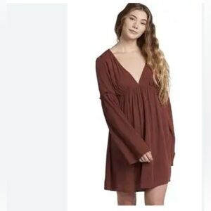 Roxy Rust Color Long Sleeve Mini Dress. Size Medium.